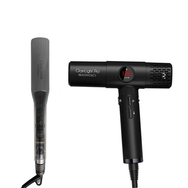 GlamShine HydraSteam Steam Straighteners and GlamLight Pro Hair Dryer Duo