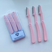 folding dermaplaning tool & eyebrow shaper - pack of 3 pink